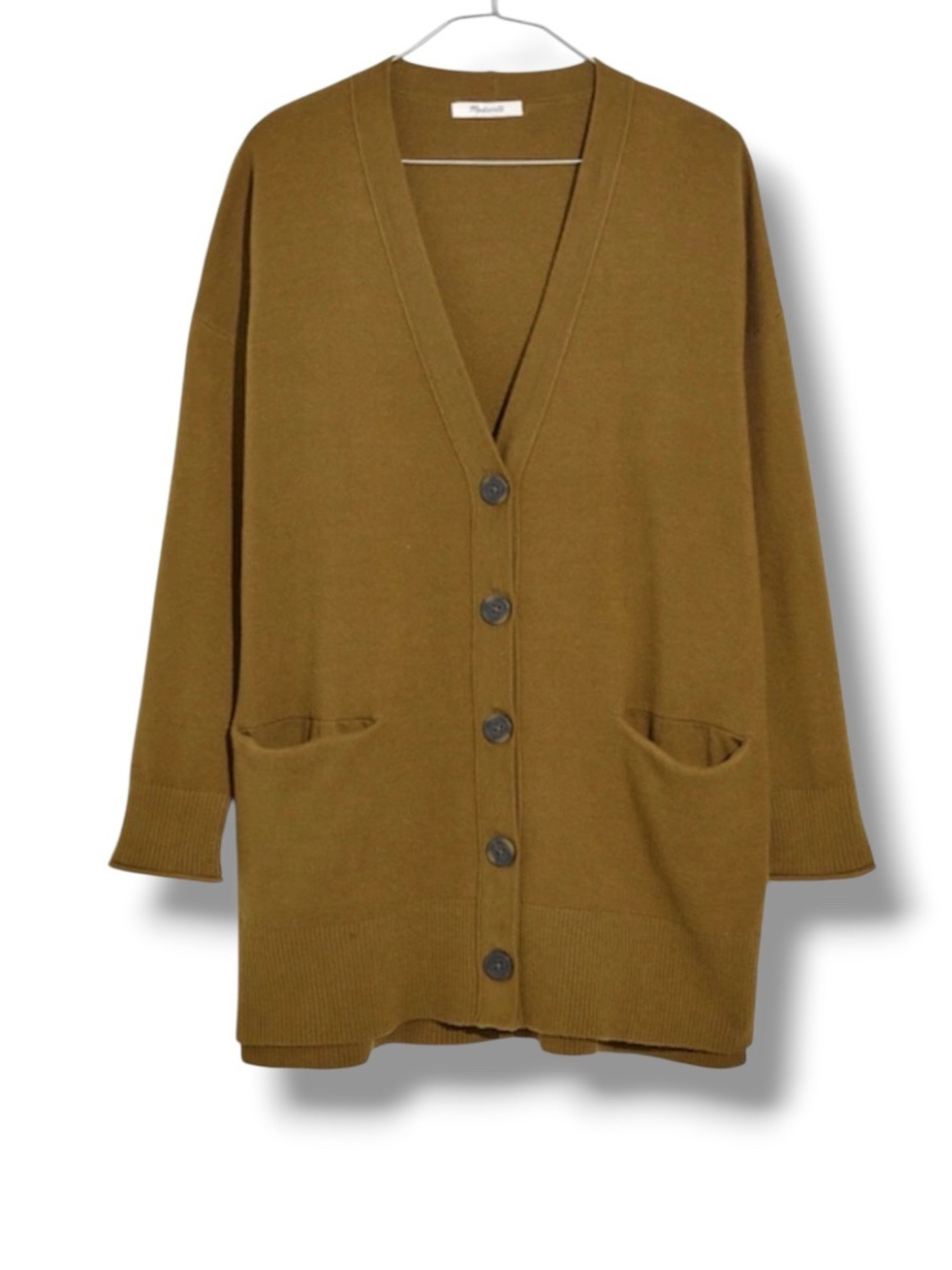 MADEWELL Miller Cardigan Sweater Olive Green Brown Small